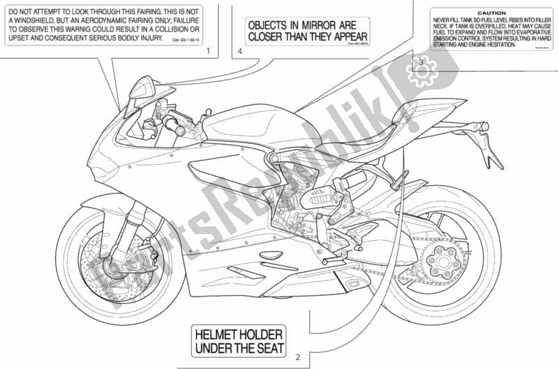 Tutte le parti per il Posizionamento Targhette del Ducati Superbike 1199 Panigale ABS USA 2013
